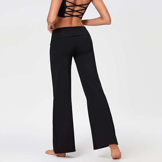 Women's Low Rise Fold Over Wide Leg Flare pants