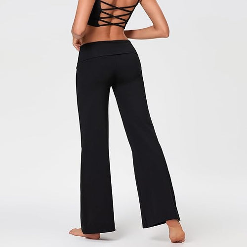 Women's Low Rise Fold Over Wide Leg Flare pants