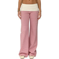 Women's Fold Over Low Rise Stretch Wide Leg Pants