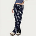 Women's Low Waist Dotted Print Loose Casual Pants