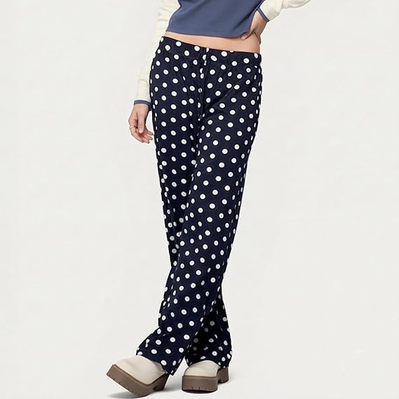 Women's Low Waist Dotted Print Loose Casual Pants