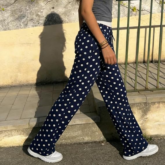 Women's Low Waist Dotted Print Loose Casual Pants